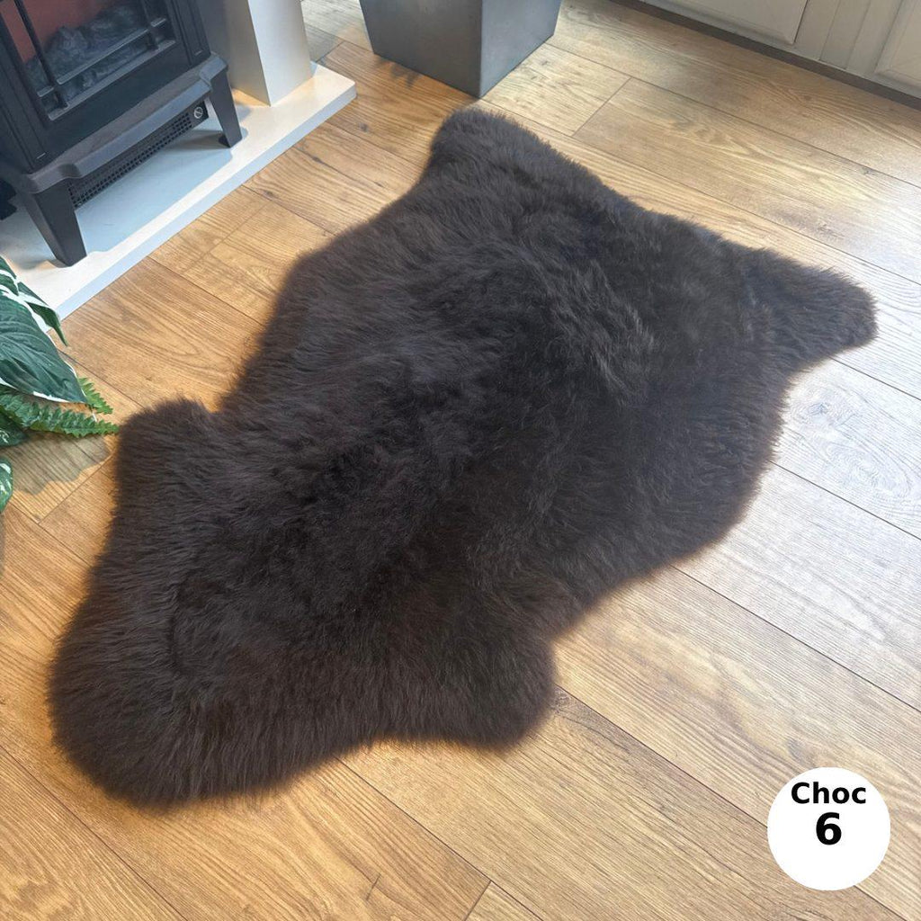 100% Undyed British & EU Rare Breed Sheepskin Rugs in Natural Brown