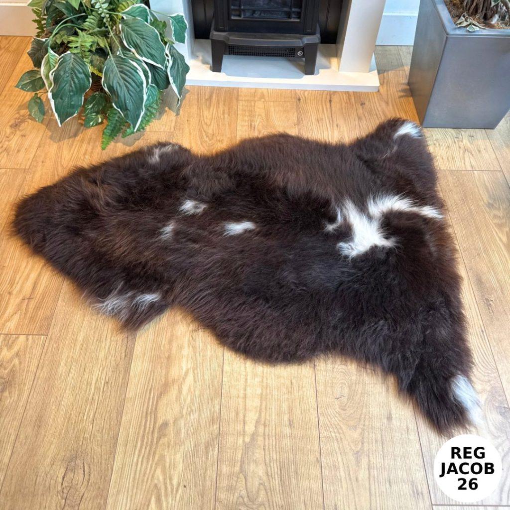 100% British Regular Jacob Undyed Rare Breed Sheepskin Rug - Reg Jacob 26