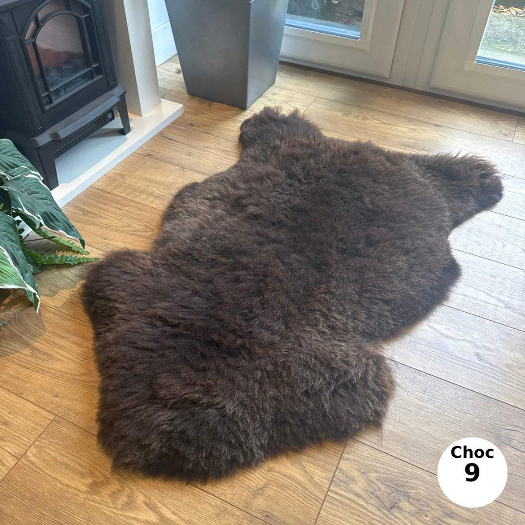 100% Undyed British & EU Rare Breed Sheepskin Rugs in Natural Brown