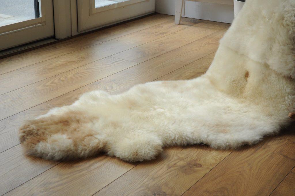 100% British Rare Breed Double Sheepskin Rug in Ivory Pumpkin Spice – Handmade in Somerset
