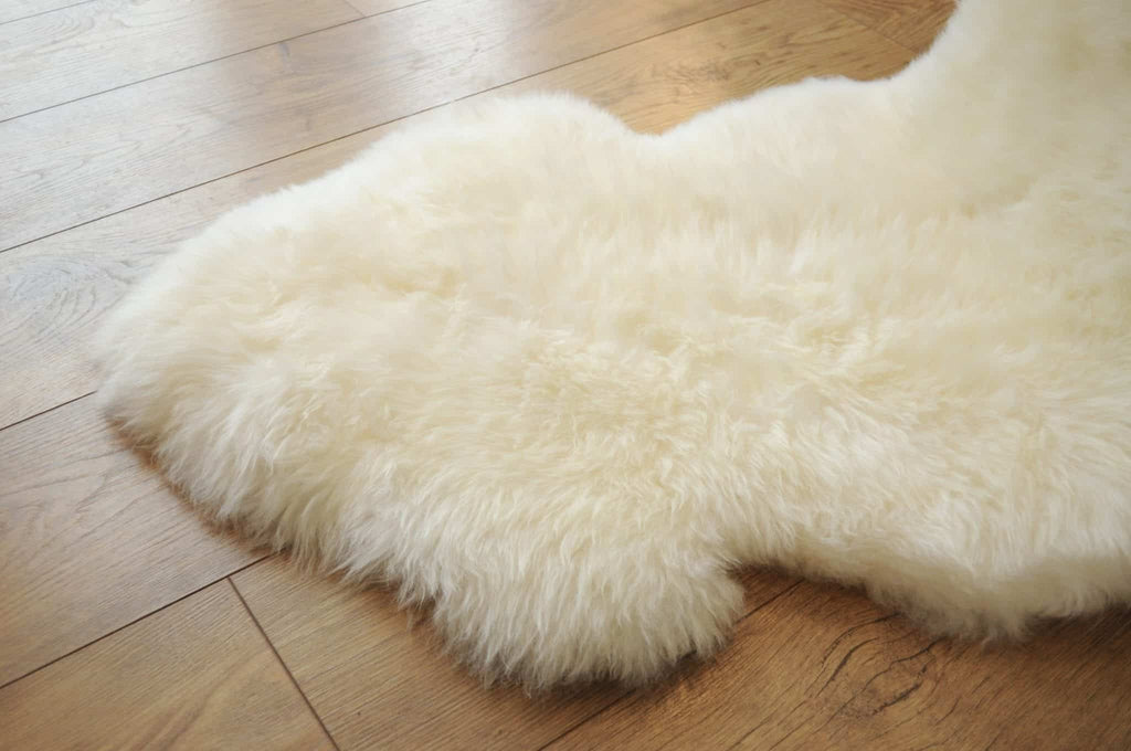 Sheepland Genuine Ivory Long Fur Double Sheepskin Rug