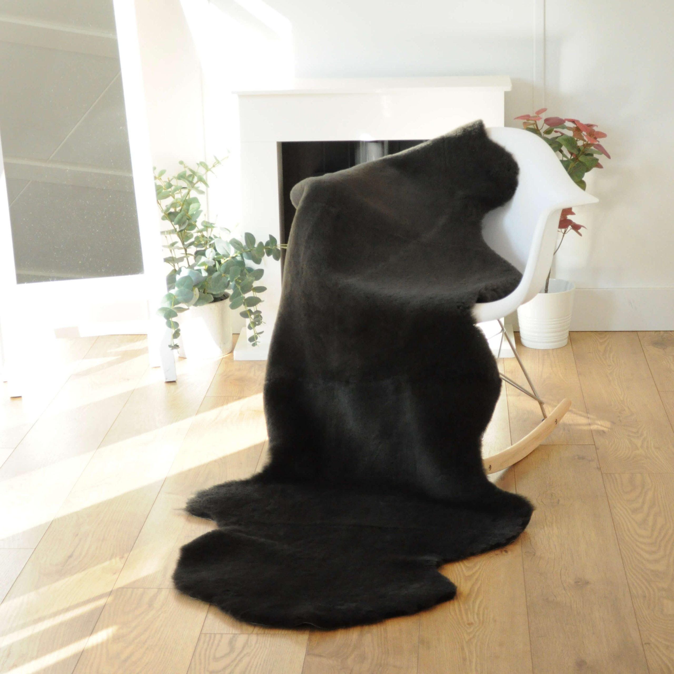 100% British Twinface Double Sheepskin Rug in Deep Chocolate – Handmade in Somerset