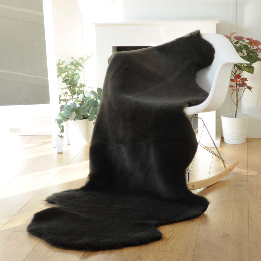 100% British Twinface Double Sheepskin Rug in Deep Chocolate – Handmade in Somerset
