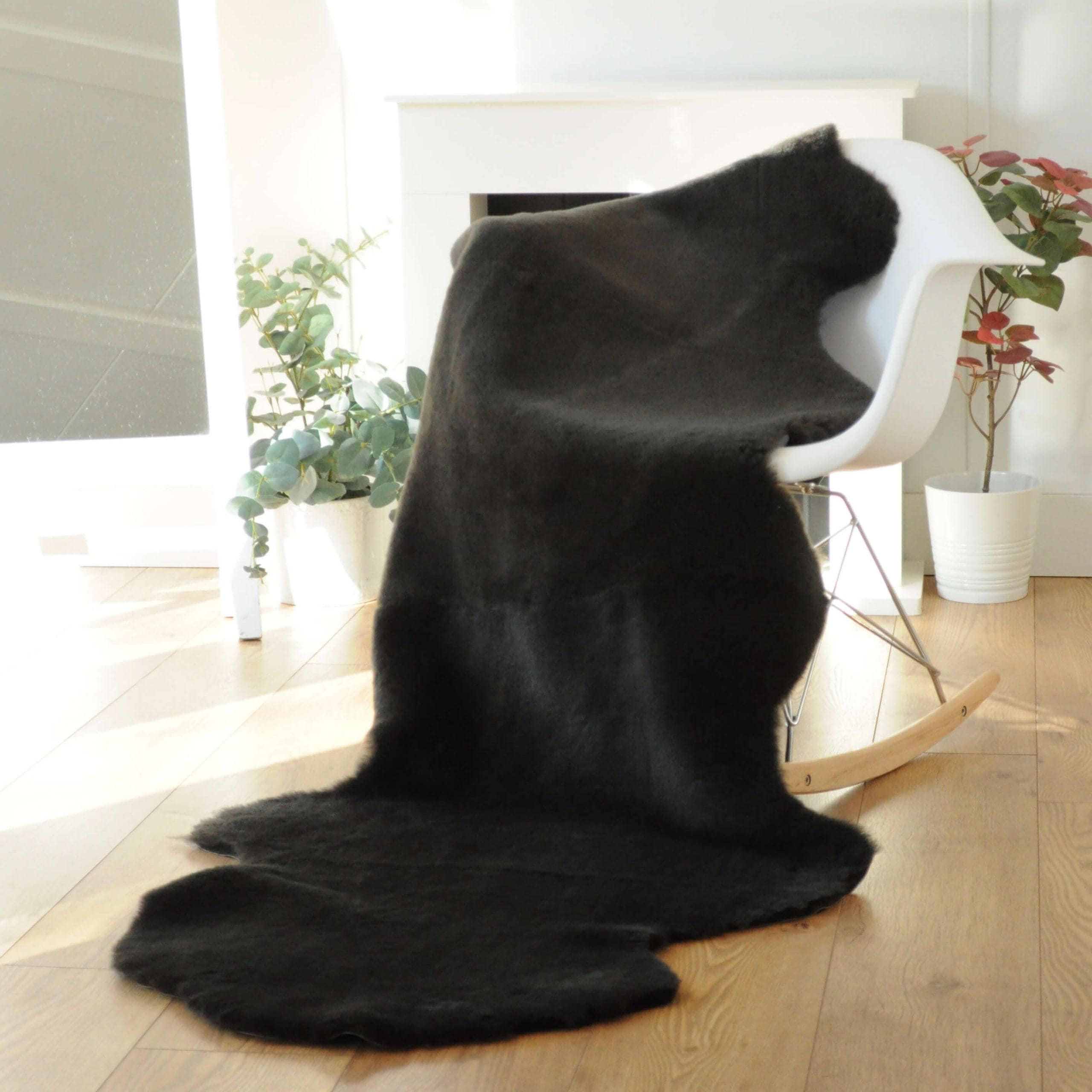 100% British Twinface Double Sheepskin Rug in Deep Chocolate – Handmade in Somerset