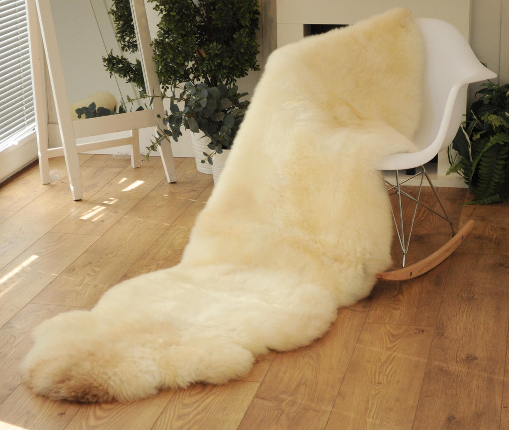 100% British Rare Breed Double Sheepskin Rug in Honey Cinnamon - Handmade in Somerset