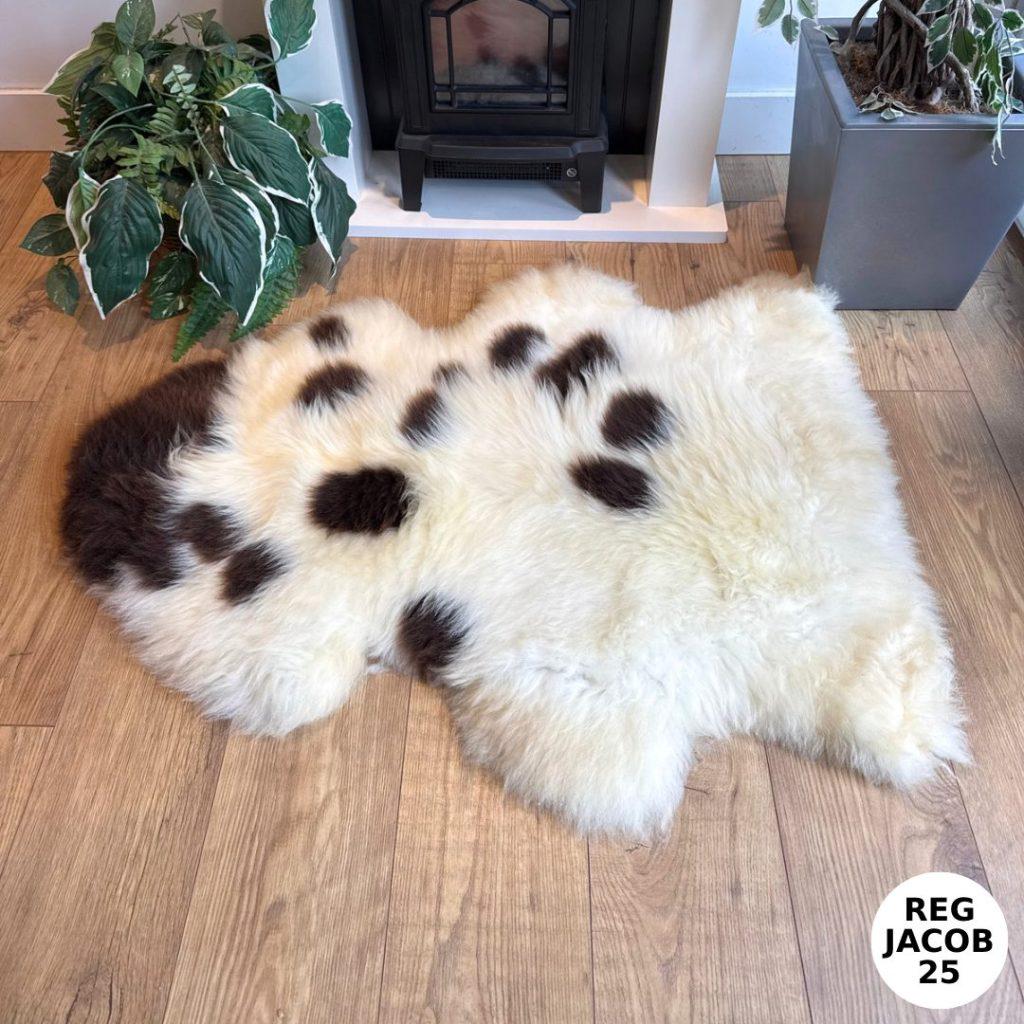 100% British Regular Jacob Undyed Rare Breed Sheepskin Rug - Reg Jacob 25