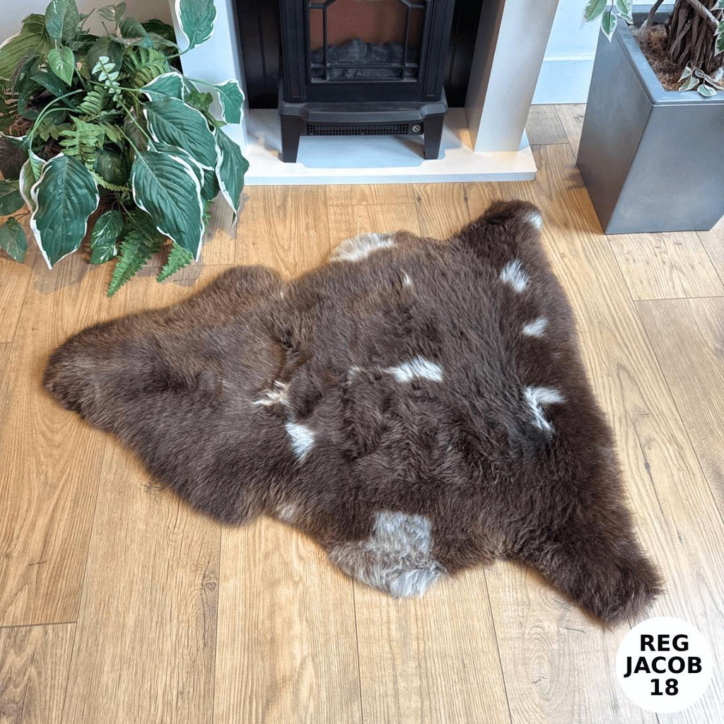 100% British Regular Jacob Undyed Rare Breed Sheepskin Rug - Reg Jacob 18