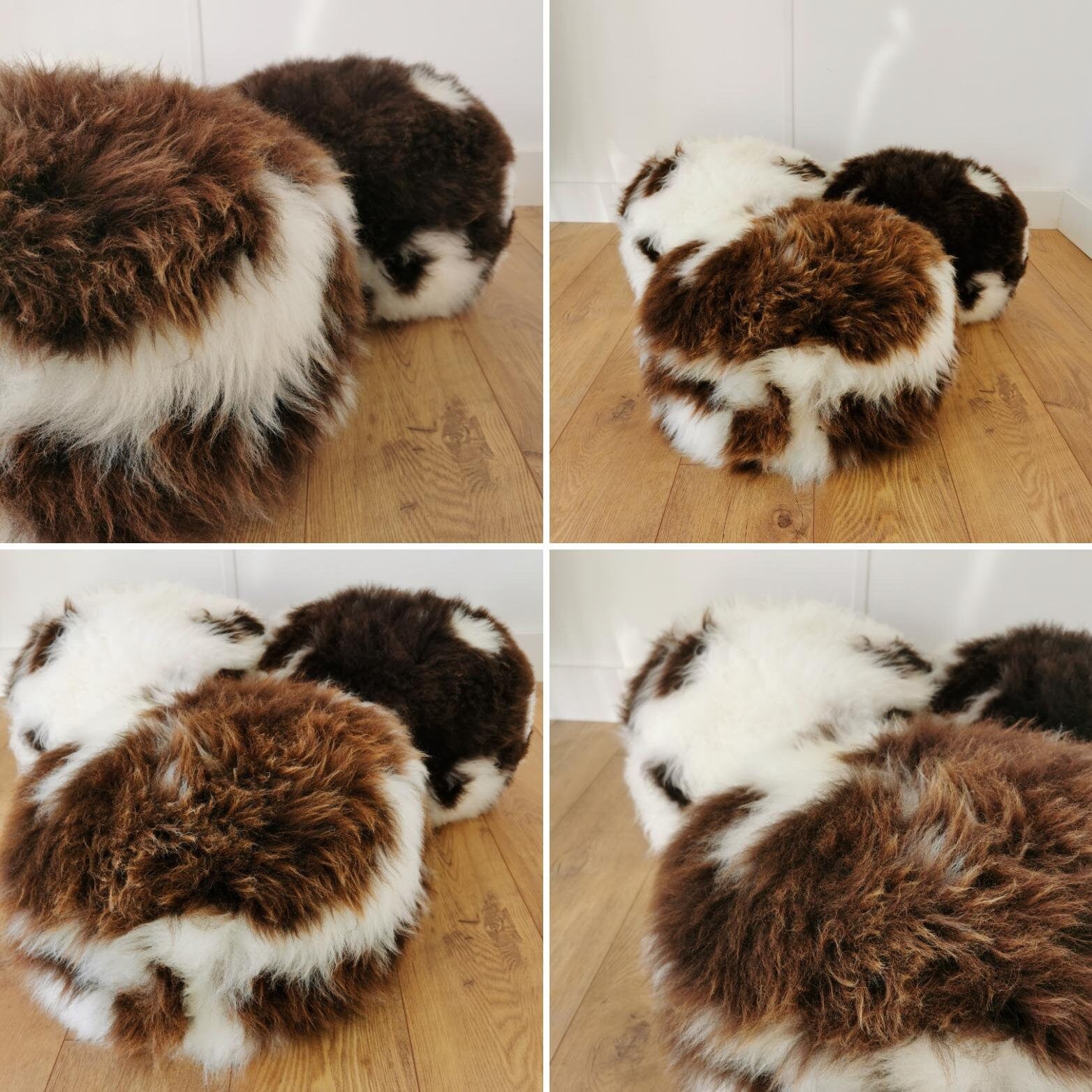 Luxury Handmade British Organic Rare Breed Jacob Sheepskin Pouffe
