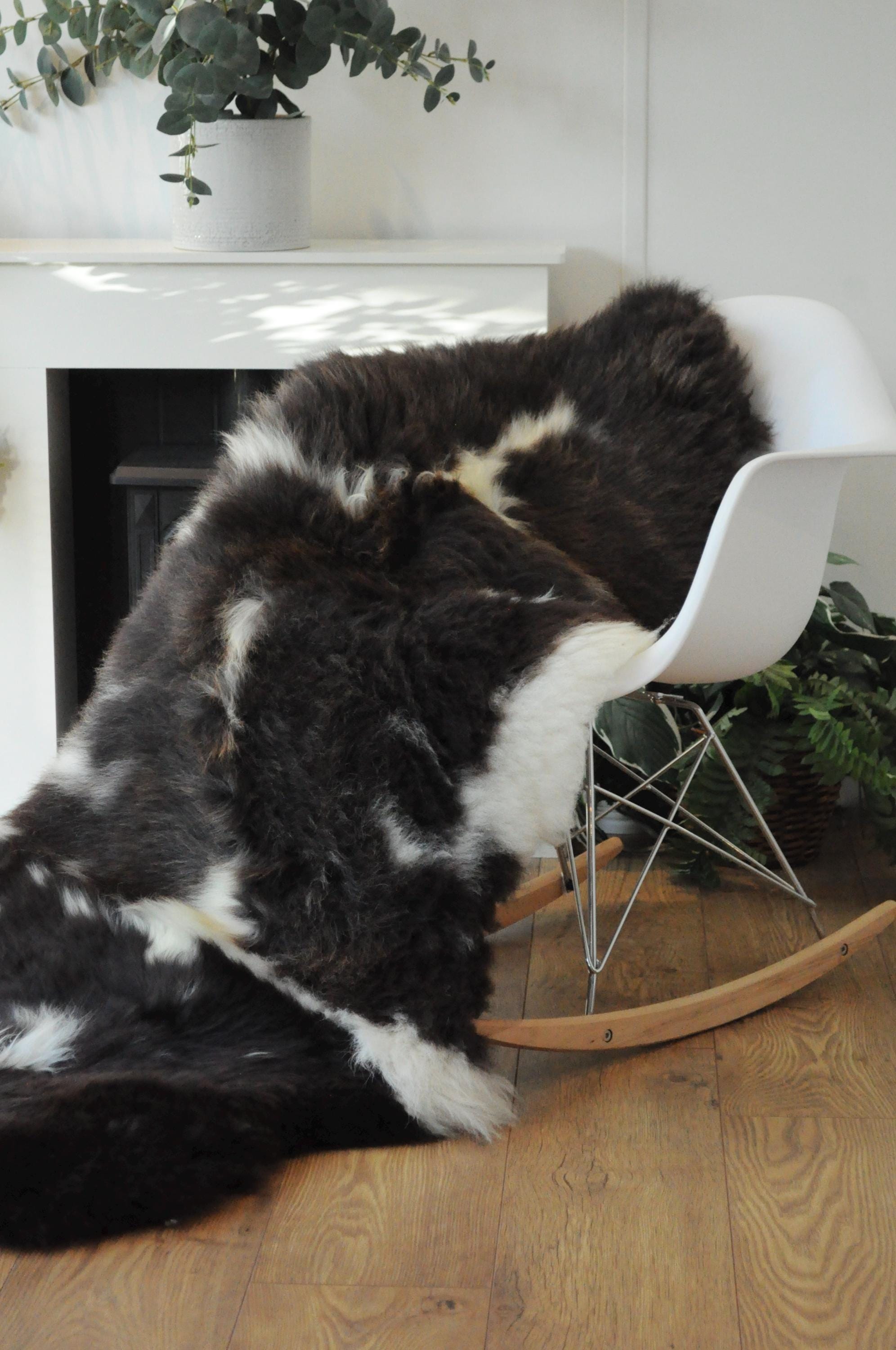 100% British Jacob Undyed Rare Breed Supersize Sheepskin Double Rug - Handmade in Somerset