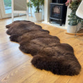 100% British Rare Breed Double Sheepskin Rug in Undyed "Espresso Drift" – Handmade in Somerset