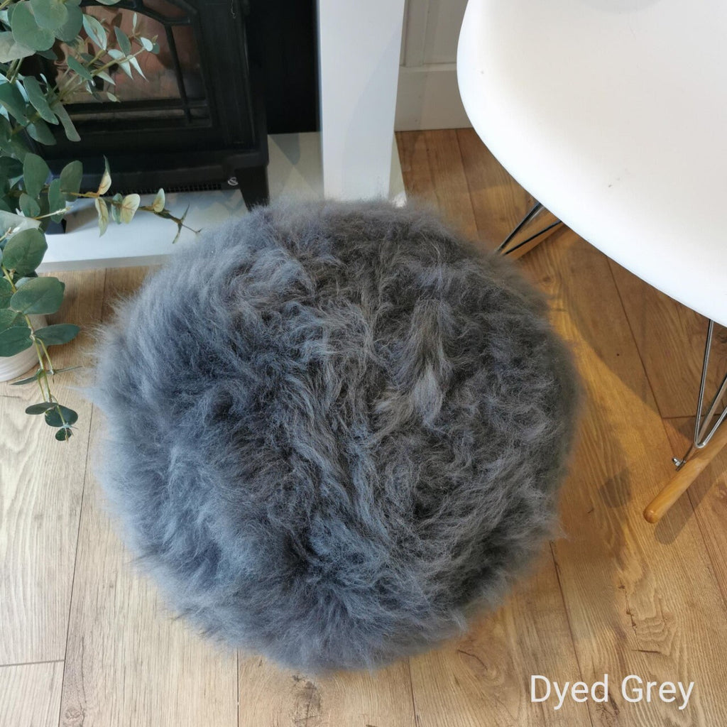 Luxury Handmade Grey British Sheepskin Pouffe