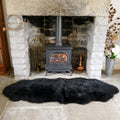Sheepland Genuine Black Long Fur Double Sheepskin Rug