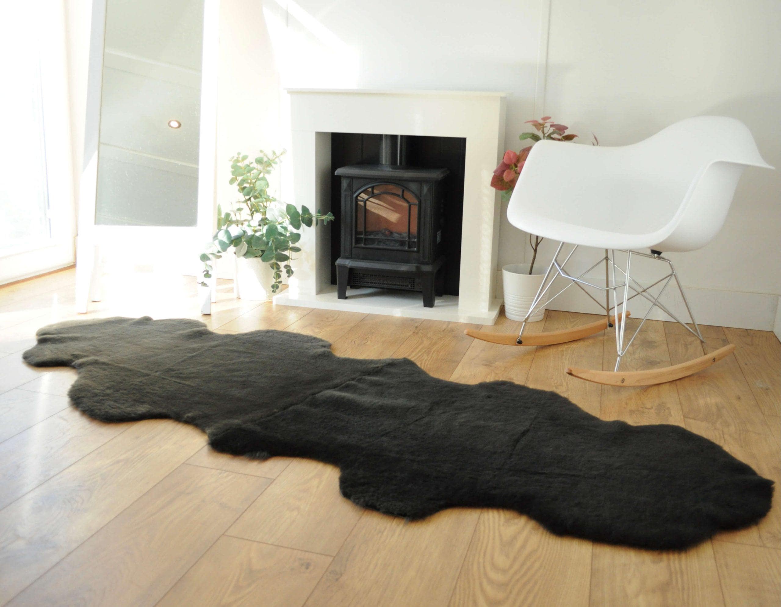 100% British Twinface Double Sheepskin Rug in Deep Chocolate – Handmade in Somerset